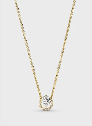 Sparkling Round Halo Pendant Collier Necklace