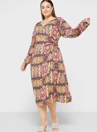 V-Neck Printed Dress