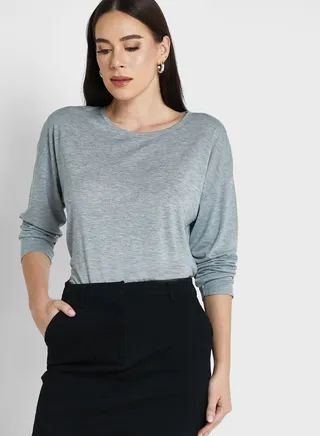 Relaxed Long Sleeve Longline Top