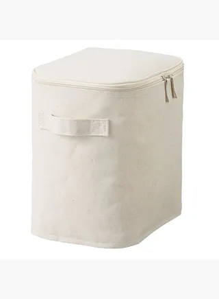Polyester Linen Soft Box, Rectangle , Half , Lidded , M , W 18.5 x D 26 x H 26 cm, Off White