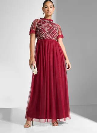 Plisse Sequined Dress