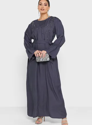Embellished Belted Jalabiya