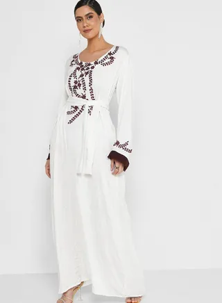 Embellished Belted Jalabiya