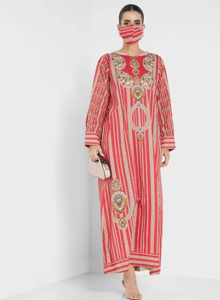 Side Slit Printed Jalabiya