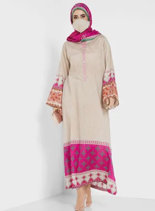 Side Slit Printed Jalabiya