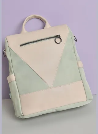 Colour block Casual Backpack with Zip Lock For Women