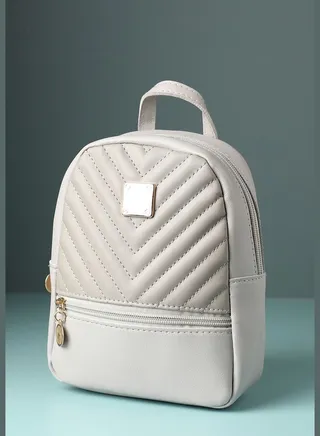 Quilted Casual Backpack with Zip Lock For Women
