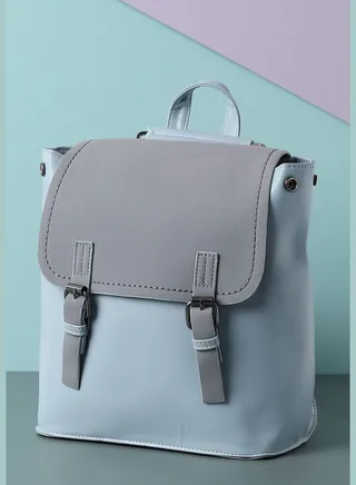 Solid Casual Backpack with Buckle Lock For Women