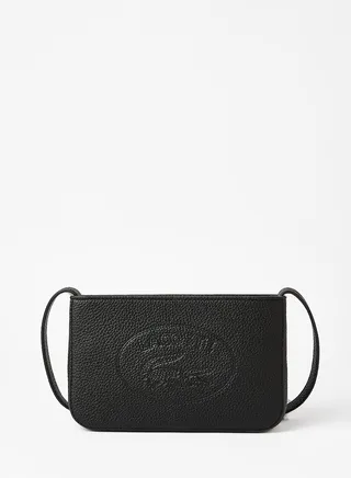 Croco Leather Baguette Bag Black