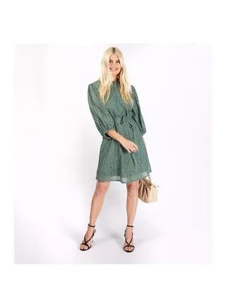 Little Mistress Sage Lace Tie Waist Shift Dress