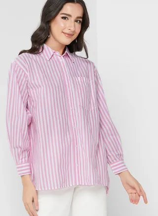 Striped Pocket Detail Shirt