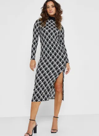 Printed Side Slit Dress
