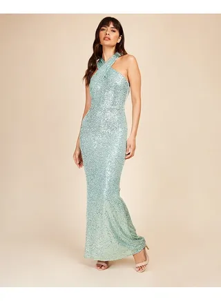 Little Mistress Mint Sequin Maxi