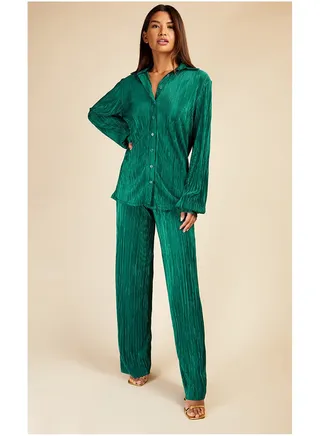 Little Mistress GREEN PLISSE SHIRT