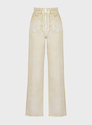Button Detail High Waist Jeans