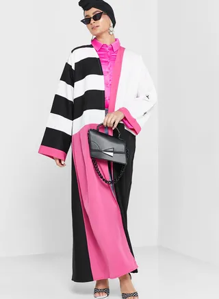 Spliced Color Block Abaya