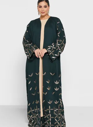 V-Neck Embroidered Abaya