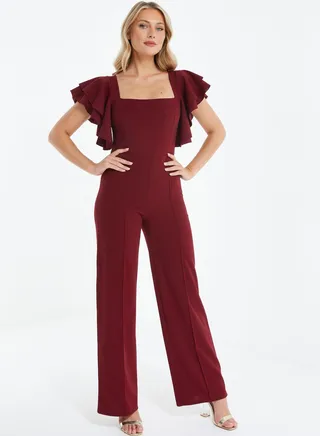 Frill Sleeve Pin Tuck Jumpsuit