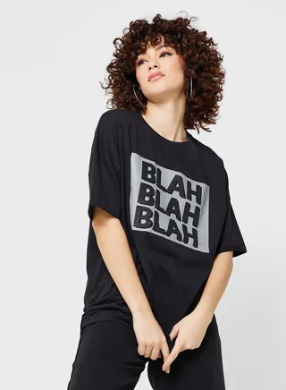Wide Fit Embossed Graphic T-Shirt