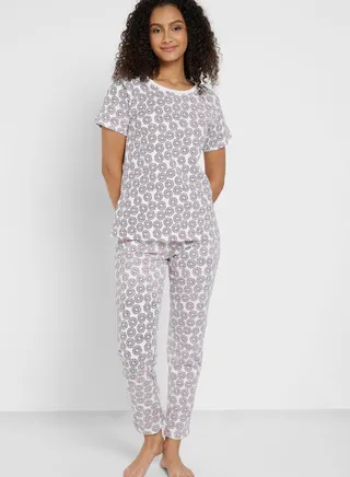 Graphic Nightwear T-Shirt And Pyjama Set