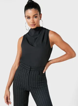 High Neck Gathered Top