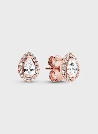 Teardrop Halo Stud Earrings