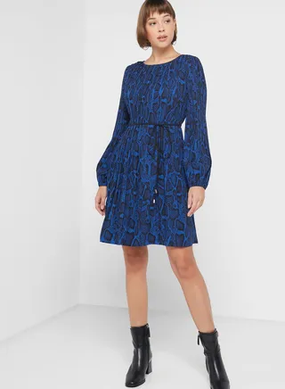 Puff Sleeve Printed Dress
