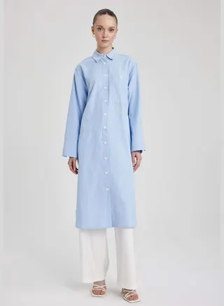 Woman Woven Long Sleeve Tunic