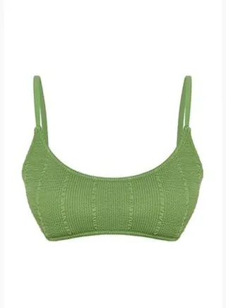 Green Strapless Textured Bikini Top TBESS24BU00041