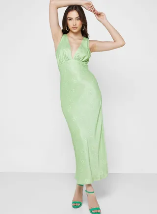 Plunge Neck Knitted Dress
