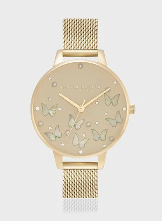 Sparkle Butterfly Steel Strap Analog Watch