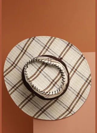 Casual Checkered Cowboy Hat For Women