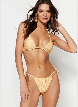 Polka Dot Triangle Tie High Leg Bikini Set TBESS22BT0015