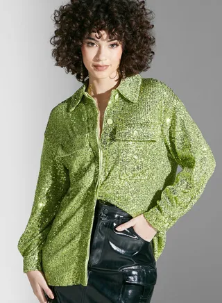 Sequin Detail Tailored Shirt