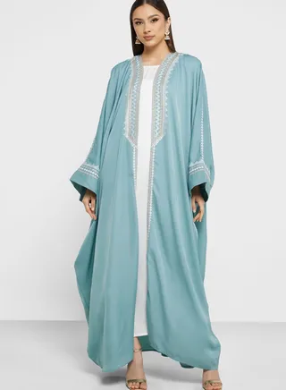 Cape Sleeve Embroidered Abaya