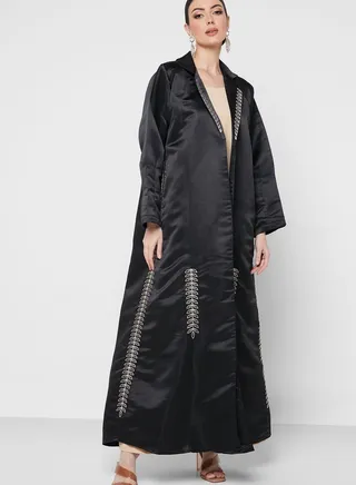 V-Neck Embellished Abaya