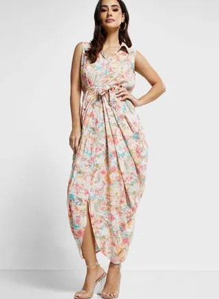 Floral Print Pleated Jumpsuit