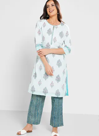 Keyhole Neck Printed Kurti