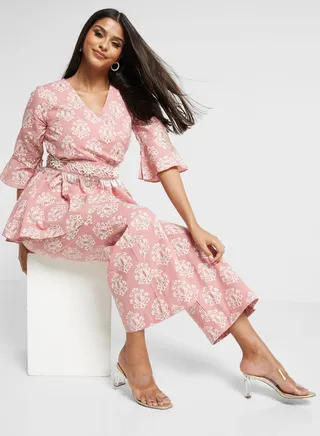 Embellished Belted Kurti & Pants Set
