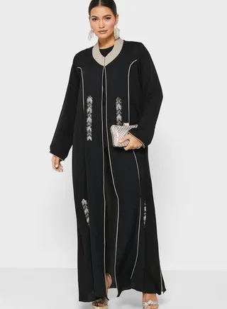 Embellished Front Slit Abaya
