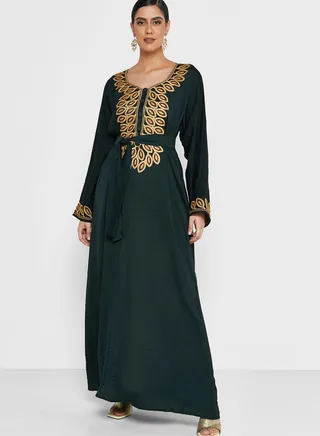 Embellished Belted Jalabiya