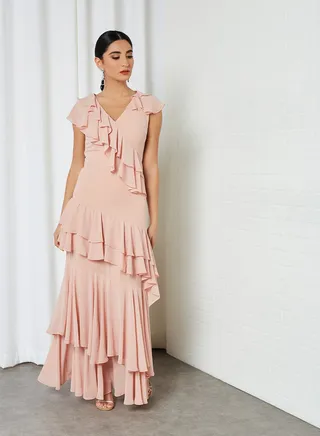 Frilled Tier Dress Pink