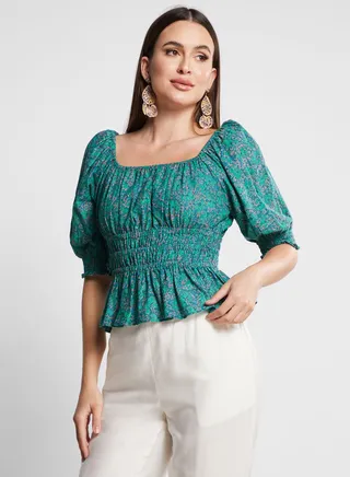 Square Neck Ruched Top