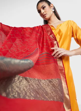 Lace Mesh Detail Dupatta