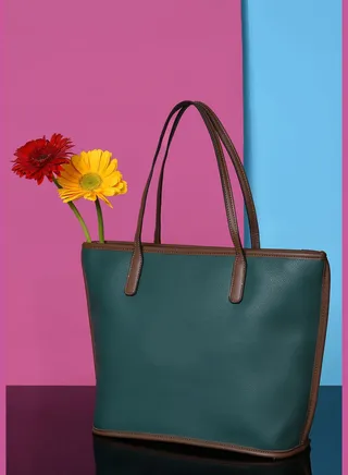 Solid Shopper Tote Bag with Zip Lock