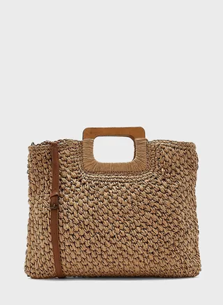 Wooden Handle Tote Bag
