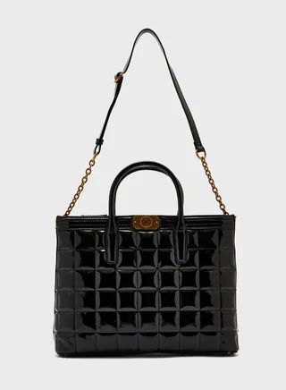 Chain Detail Top Handle Tote