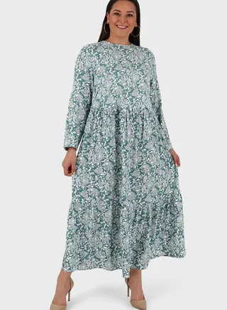 Floral Print Ruffled Dress