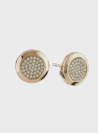 Ionic Plated Carnation Gold Steel With Crystal Stud Earrings