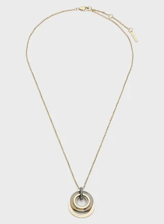 Ionic Plated Grey 6 Steel & Ionic Thin Gold Plated 6 Steel W Necklace